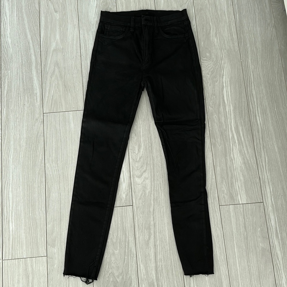 Joe’s Jeans Highrise skinny ankle - The Charlie. Black wax covered denim size 26